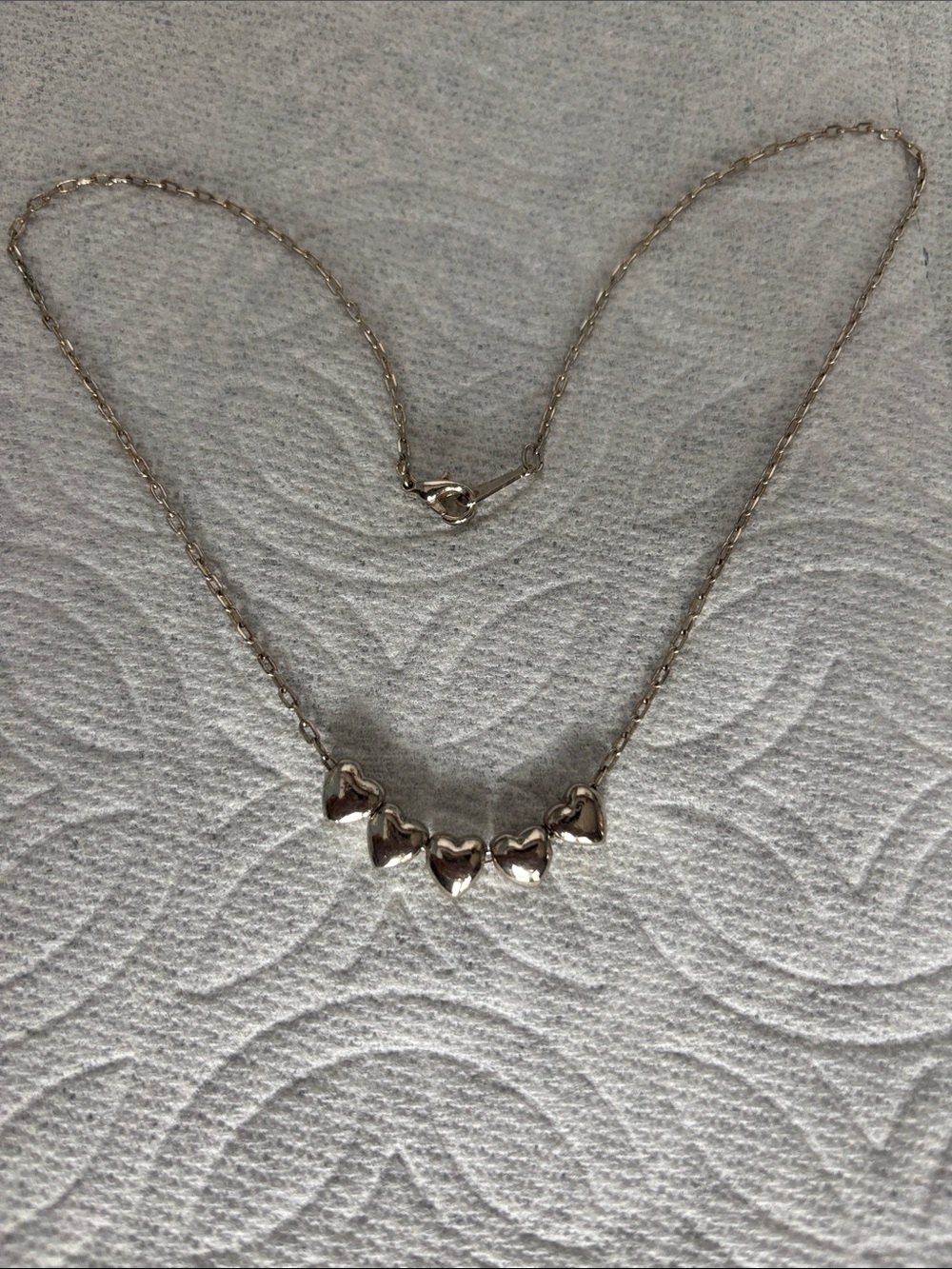 Silver Tone  Heart Link Necklace